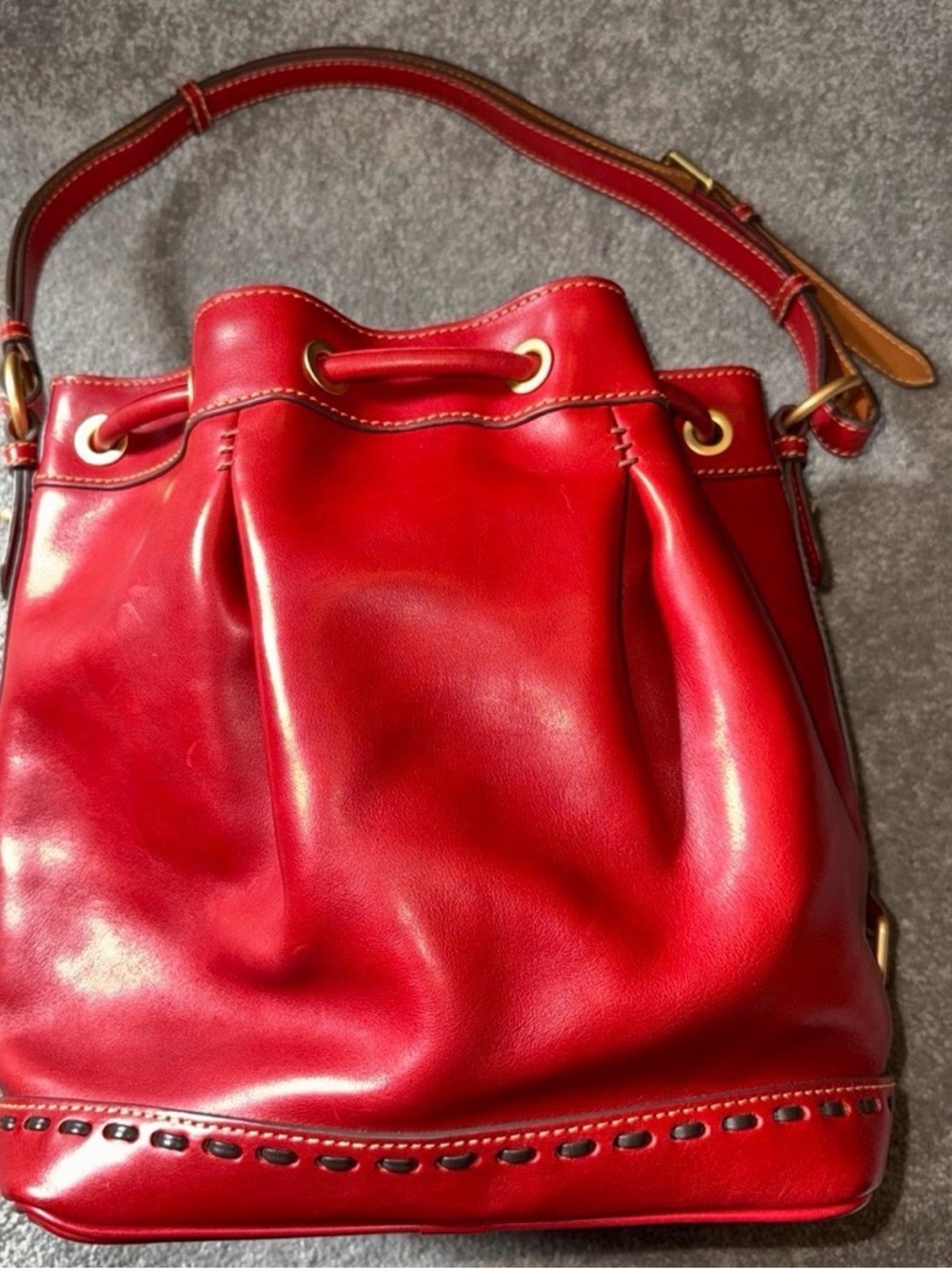 Dooney & Bourke Florentine Drawstring Bag in Red - Picture 10 of 12
